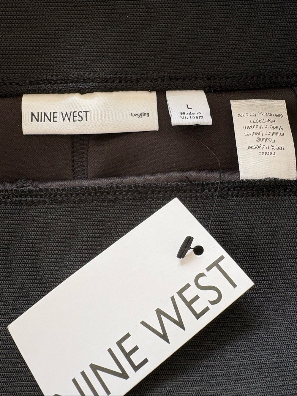 Nine West Black Skinny Ponte Leggings Faux Leather - Picture 3 of 7